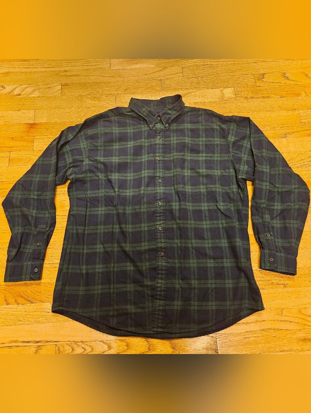 Vintage J Crew Mens Flannel Long Sleeve Button Down Shirt Green And Blue Size XL